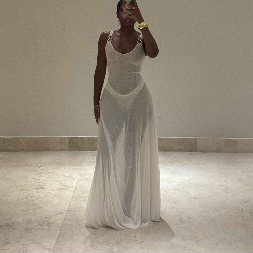 White mesh maxi dress - fashion nova bungalow